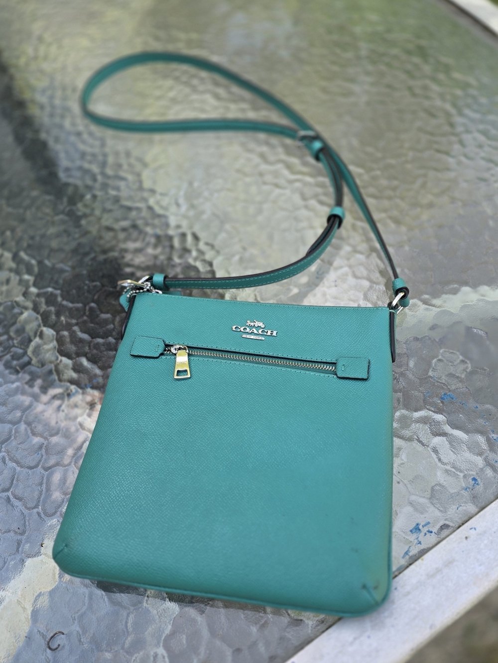 Coach Teal Leather Crossbody Bag